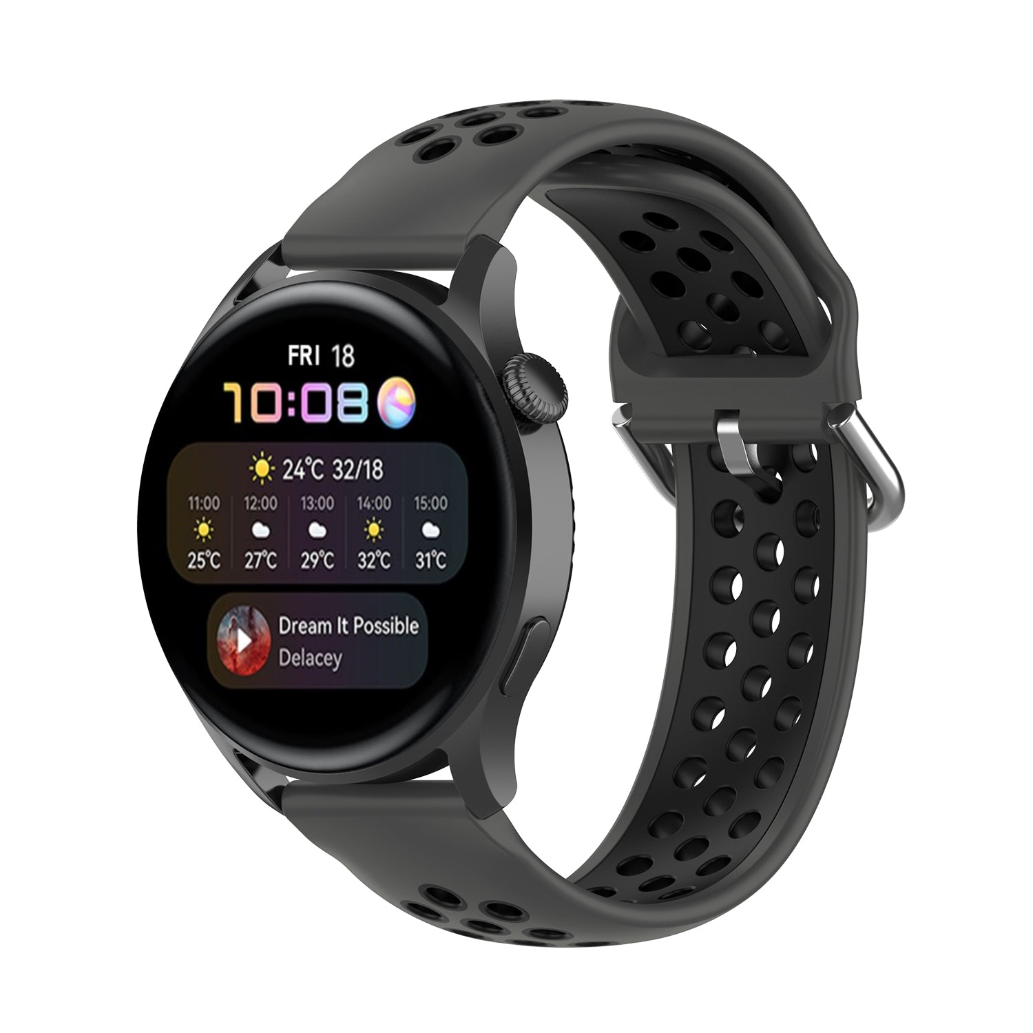 Dual Color Metal Buckle Adjustable Silicone Watch Band Strap 22mm for Huawei Watch 3 Watch 3 Pro Dual Color Metal Buckle Adjustable Silicone Watch Band Strap 22mm for Huawei Watch 3 Watch 3 Pro